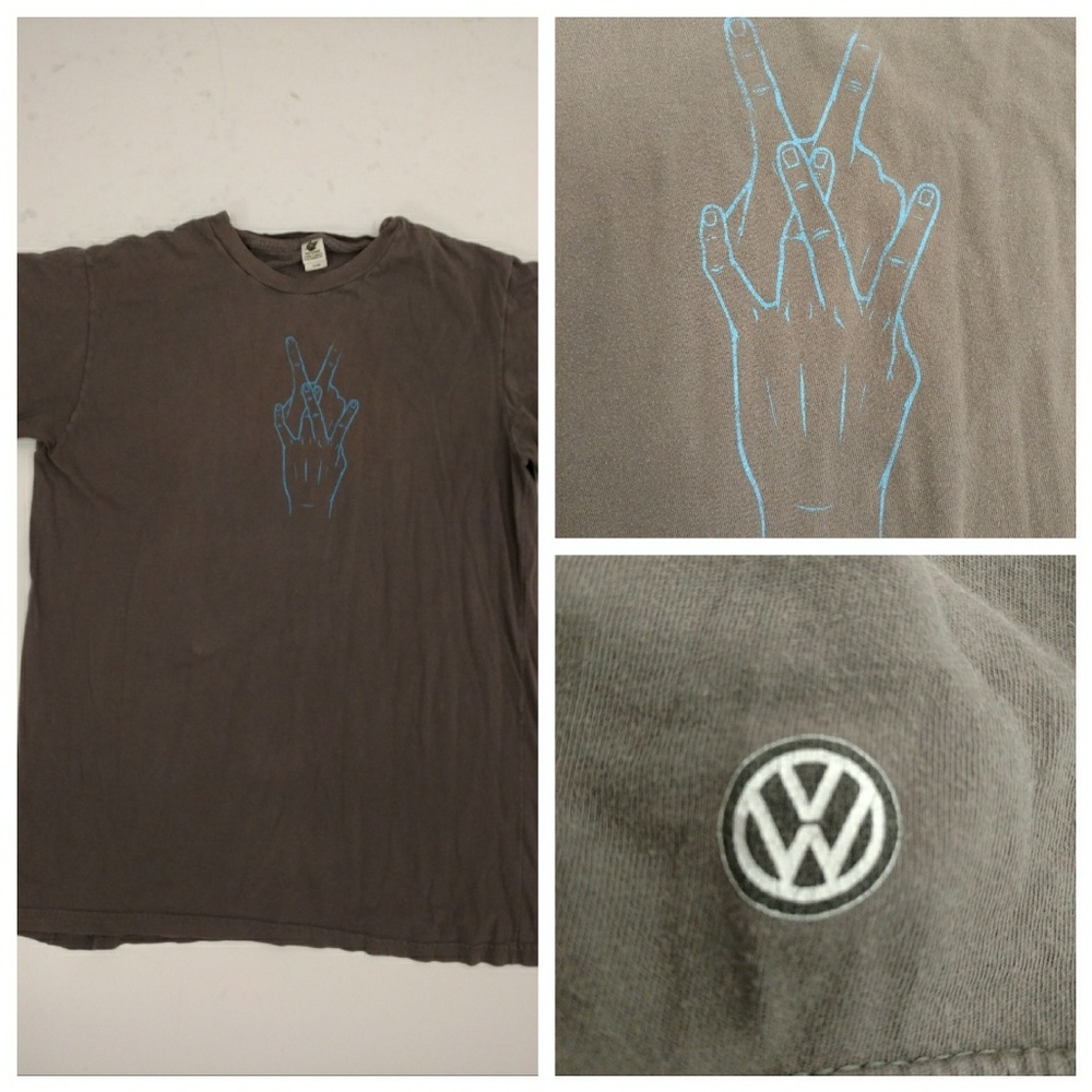 VW T Shirt Organic Cotton USA made Volkswagen Graphic Tee Soft Lg 41" Chest